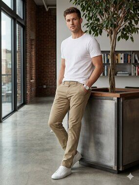 AG Adriano Goldschmied Men's 30R Khaki Tan Chino Pants Slim Straight EUC